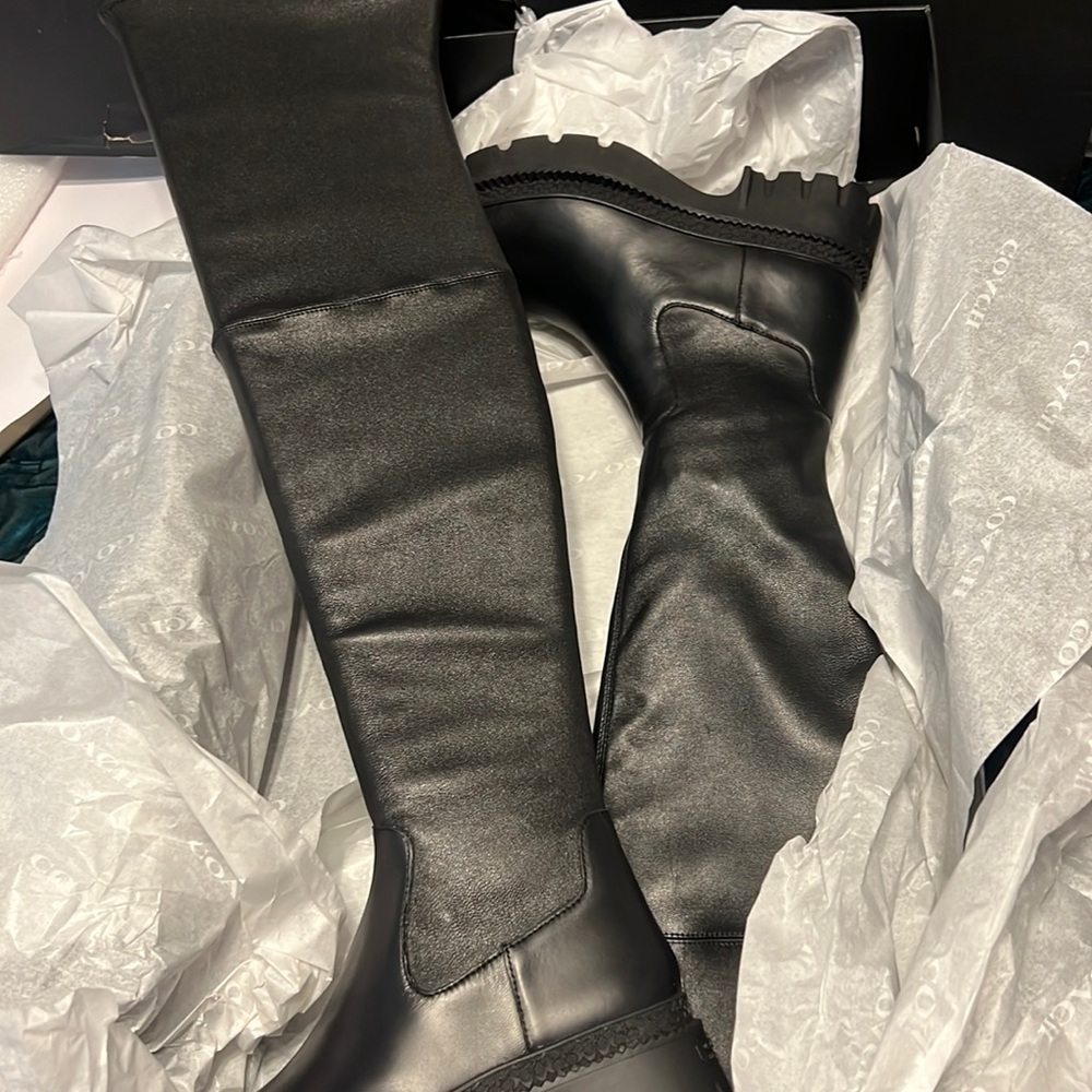 Jolie Coach Black Soft Leather Over Knee Boots